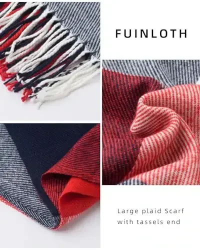 Fuinloth Ayollar uchun Katta Plaid Sharf Moda Uzun Ro'mol O'rash Qish uchun Issiq Yengil - 3