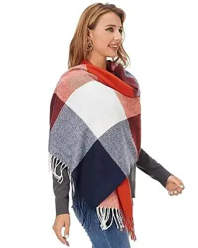 Fuinloth Ayollar uchun Katta Plaid Sharf Moda Uzun Ro'mol O'rash Qish uchun Issiq Yengil - 4