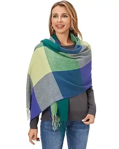 Fuinloth Ayollar uchun Katta Plaid Sharf Moda Uzun Ro'mol O'rash Qish uchun Issiq Yengil - 4