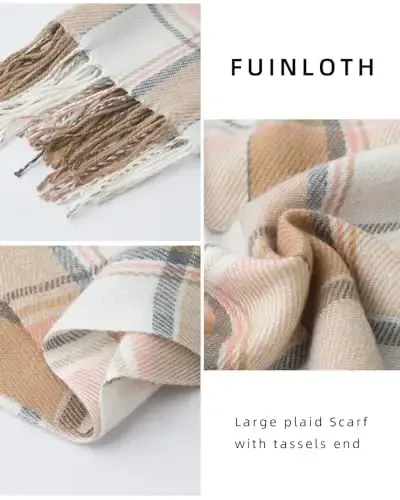 Fuinloth Ayollarining Katta Katakli Sharfi Moda Uzun Ro'mol Qish uchun Issiq Yengil - 3
