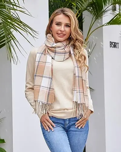 Fuinloth Ayollarining Katta Katakli Sharfi Moda Uzun Ro'mol Qish uchun Issiq Yengil - 4