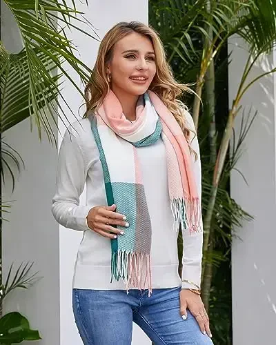 Fuinloth Ayollarining Katta Plaid Sharf Modasi Uzun Ro'mol O'rash Qish uchun Issiq Yengil - 5