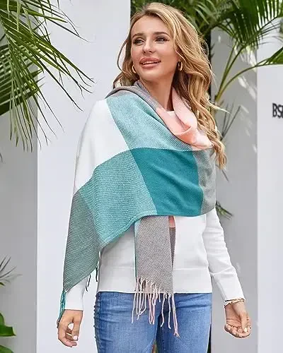 Fuinloth Ayollarining Katta Plaid Sharf Modasi Uzun Ro'mol O'rash Qish uchun Issiq Yengil - 6