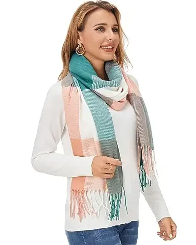 Fuinloth Women's Large Plaid Scarf Fashion Long Shawl Wrap for Winter Warm Lightweight - MODAZONE (1)