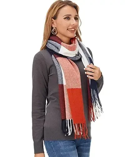 Fuinloth Women's Large Plaid Scarf Fashion Long Shawl Wrap for Winter Warm Lightweight - MODAZONE (1)