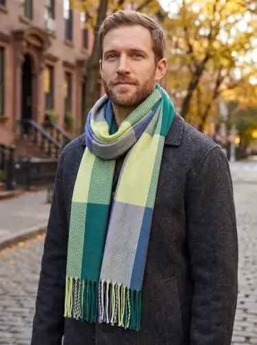 Fuinloth Women's Large Plaid Scarf Fashion Long Shawl Wrap for Winter Warm Lightweight - FUINLOTH (1)