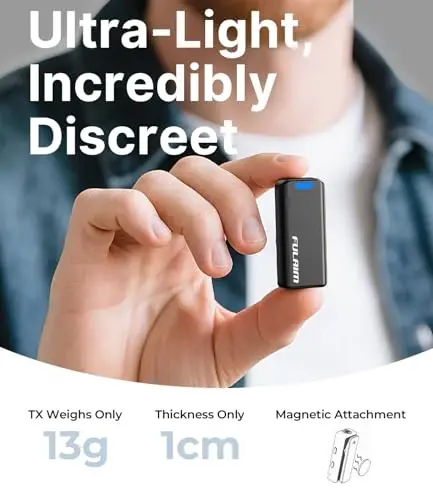 FULAIM Wireless Lavalier Microphone System, Lavalier Lapel Mic with 54H Battery Life Charging Case for DSLR Cameras/iPhone/Android/Live Streaming - 2