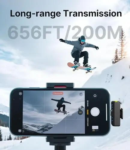 FULAIM Wireless Lavalier Microphone System, Lavalier Lapel Mic with 54H Battery Life Charging Case for DSLR Cameras/iPhone/Android/Live Streaming - 5