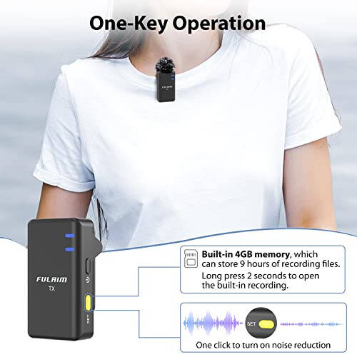 FULAIM X5M Wireless Lavalier Microphone System, Lavalier Lapel Mic with 18H Battery Life Charging Case for DSLR Cameras/iPhone/Android/Live Streaming - 10