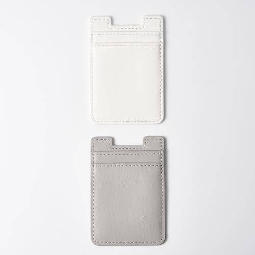 Fulgamo 2Pack Phone Wallet, Leather Phone Card Holder Adhesive Stick On Credit Card Pocket for Back of Phone Case iPhone and Android-White,Grey - 12