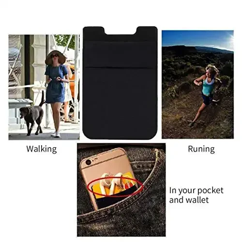 Fulgamo 2Pack Yopishtiruvchi Telefon cho'ntagi, uyali telefon uchun yopishtiriladigan karta hamyoni qopqog'i, iPhone, Android va barcha smartfonlar uchun kredit kartalari/ID karta ushlagich stikeri-qora va kulrang - 5