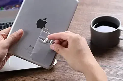 Fulgamo 2Pack Yopishtiruvchi Telefon cho'ntagi, uyali telefon uchun yopishtiriladigan karta hamyoni qopqog'i, iPhone, Android va barcha smartfonlar uchun kredit kartalari/ID karta ushlagich stikeri-qora va kulrang - 6