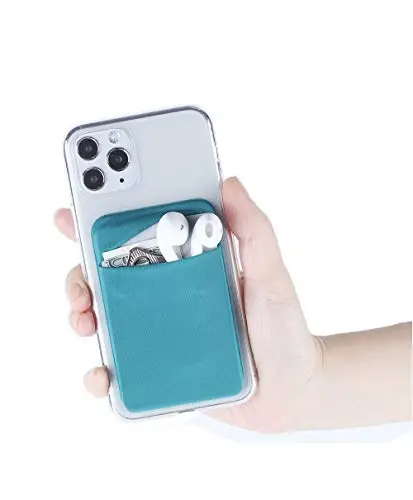 Fulgamo 3Pack держатель для карт телефона, эластичный кошелек-наклейка для кредитных карт, чехол-кармашек для iPhone Samsung Galaxy - 2 черных + 1 бирюзово-зеленый - 2