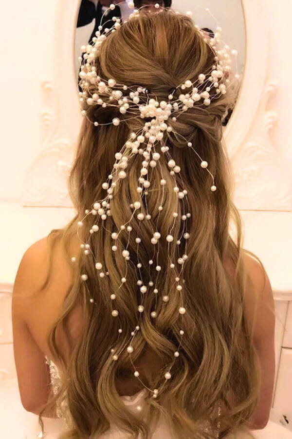 Full Beaded Design Outdoor Wedding Crown Hair Accessory - 8