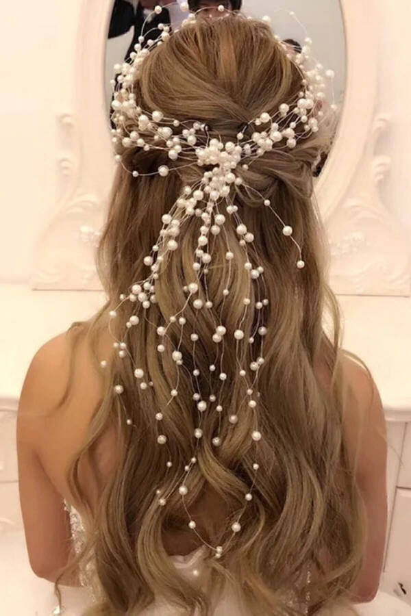 Full Beaded Design Outdoor Wedding Crown Hair Accessory - 4