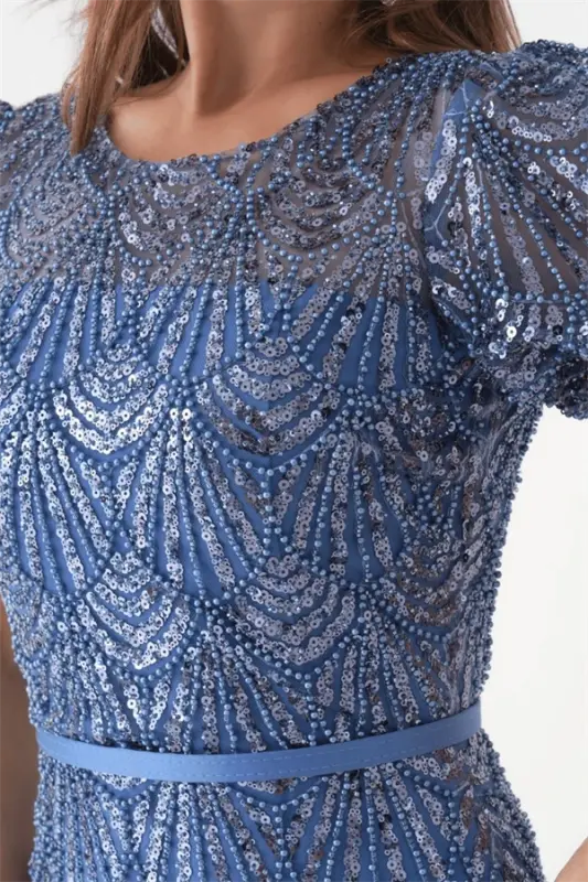 Full Boncukli Qalam Libos - İNDİGO KO'K - 4