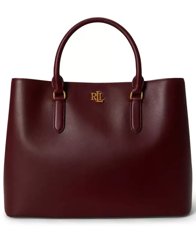 Full-Grain Leather Large Marcy Satchel Bag - Dark Garnet - 1