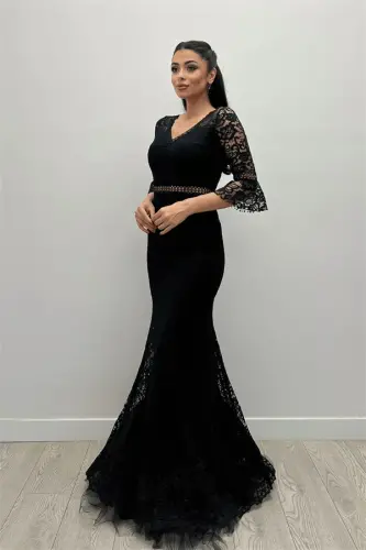 Full Lace Mermaid Dress - BLACK - BÜYÜKBEDENIZ (1)