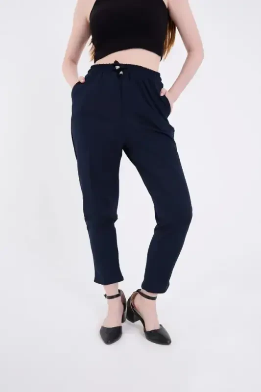 Full Pattern Basic Sweatpants - Navy Blue - 3