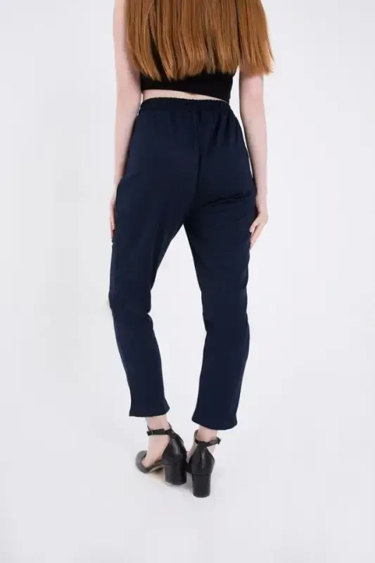 Full Pattern Basic Sweatpants - Navy Blue - 4