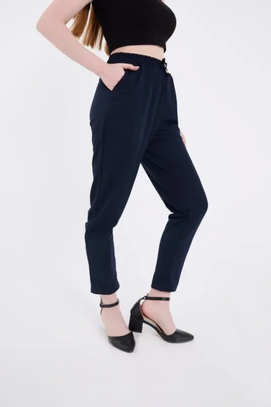 Full Pattern Basic Sweatpants - Navy Blue - 1