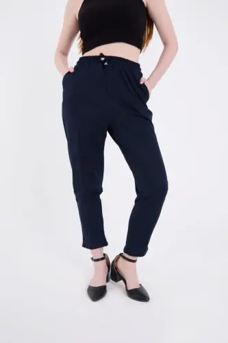 Full Pattern Basic Sweatpants - Navy Blue - 3