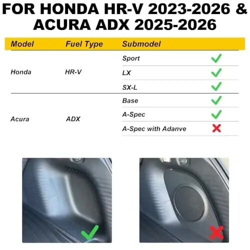 Full Set Floor Mats Fit for Honda HRV 2023-2027 Sport/LX/EX-L | for Acura ADX 2025-2026, All Weather TPE Custom Fit HR-V Floor Liners 1st & 2nd Row & Seat Back Mat & Cargo Mat - TTX LIGHTING (1)