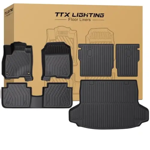 Full Set Floor Mats Fit for Honda HRV 2023-2027 Sport/LX/EX-L | for Acura ADX 2025-2026, All Weather TPE Custom Fit HR-V Floor Liners 1st & 2nd Row & Seat Back Mat & Cargo Mat - 1