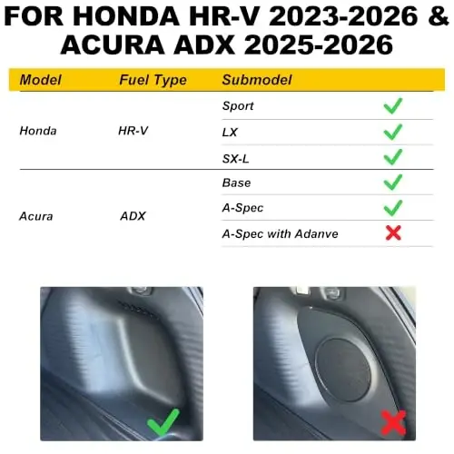 Full Set Floor Mats Fit for Honda HRV 2023-2027 Sport/LX/EX-L | for Acura ADX 2025-2026, All Weather TPE Custom Fit HR-V Floor Liners 1st & 2nd Row & Seat Back Mat & Cargo Mat - TTX LIGHTING (1)