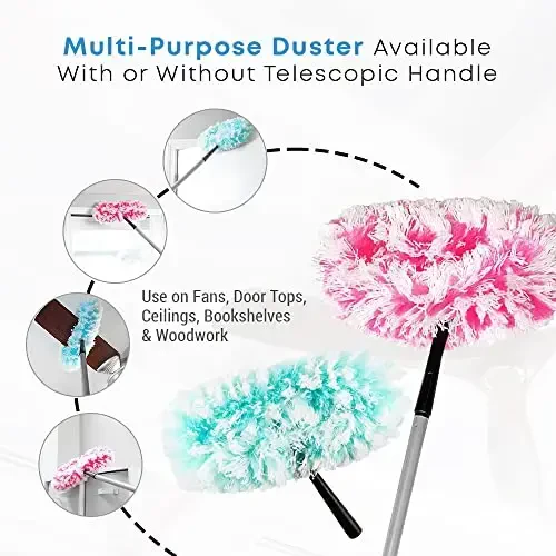 Fuller Brush Fuzzy Fan Duster – Dust & Clean Ceiling Fans, Walls, Woodwork – Polystatic & Microfiber Grabs & Holds Dust, Lint, Cobwebs & Dirt - Fan Duster Head Only (Pink) - 2