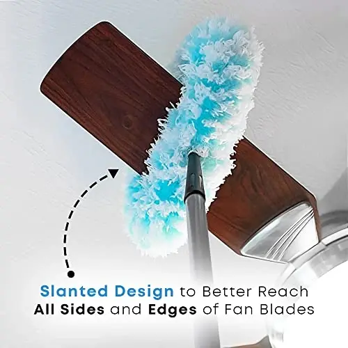 Fuller Brush Fuzzy Fan Duster – Shift va tozalovchi shift foniy, devorlar, yog'och buyumlar – Polystatik va mikrofiber chang, tuklar, o'rgimchak to'rlari va kirlarni ushlaydi va ushlab turadi - Fan Duster boshi faqat (Teal) - 5