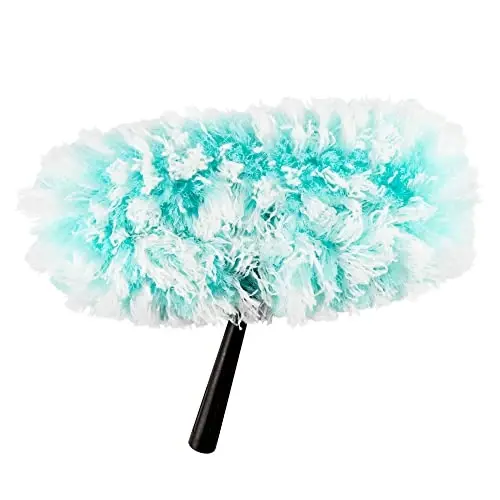 Fuller Brush Fuzzy Fan Duster – Shift va tozalovchi shift foniy, devorlar, yog'och buyumlar – Polystatik va mikrofiber chang, tuklar, o'rgimchak to'rlari va kirlarni ushlaydi va ushlab turadi - Fan Duster boshi faqat (Teal) - 6