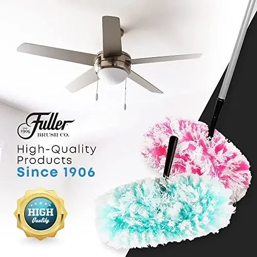 Fuller Brush Fuzzy Fan Duster – Shipatok va tozalovchi shift ventilyatorlari, devorlar, yog'och buyumlar – Polistatik va mikrofiber chang, tuk, o'rgimchak to'ri va kirlarni ushlaydi - Faqat ventilyator tozalagich boshi (pushti) - 7