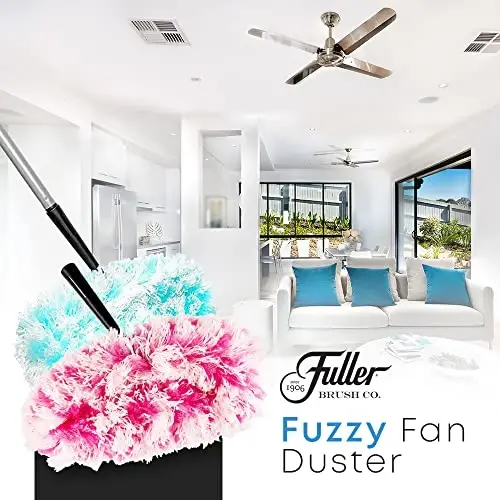 Fuller Brush Fuzzy Fan Duster – Dust & Clean Ceiling Fans, Walls, Woodwork – Polystatic & Microfiber Grabs & Holds Dust, Lint, Cobwebs & Dirt - Fan Duster Head Only (Teal) 
