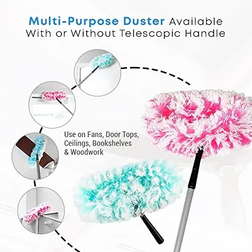 Fuller Brush Fuzzy Fan Duster – Dust & Clean Ceiling Fans, Walls, Woodwork – Polystatic & Microfiber Grabs & Holds Dust, Lint, Cobwebs & Dirt - Fan Duster Head Only (Teal) - 2