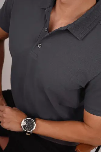 Фуме Яка Десенли Эркек Поло Яка Тишөрт-Фуме 