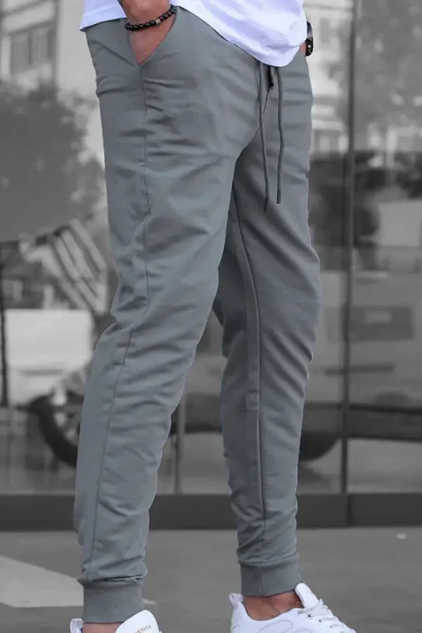 Füme Paçası Lastikli Erkek Eşofman 4821-Füme - 3