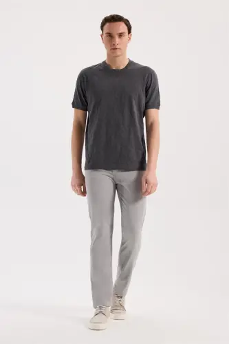 Füme Slim Fit Bisiklet Yaka Desenli %100 Pamuk T-Shirt - JAKAMEN (1)