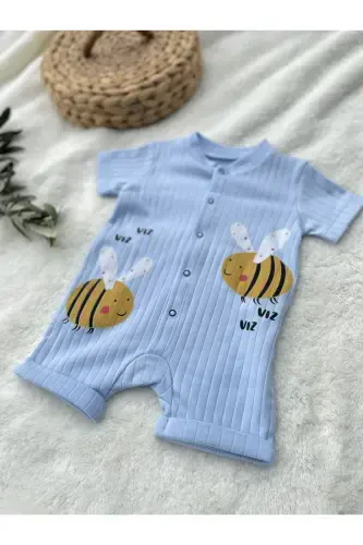 ФУНДУК БЕБЕ KIDS АРИ УЗОР ЧИТЧИТЛИЙ КОРОТКИЙ РУКАВ ШОРТ КОМБИНЕЗОН (ПОЛЗУНОК) 100% ХЛОПОК - 6