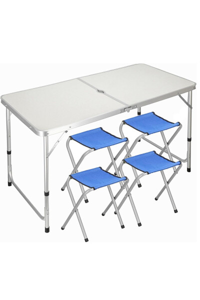 Funky Chaırs Folding Picnic Table Set with Stools - Grey - 9