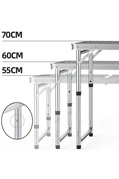 Funky Chaırs Folding Picnic Table Set with Stools - Grey - 11