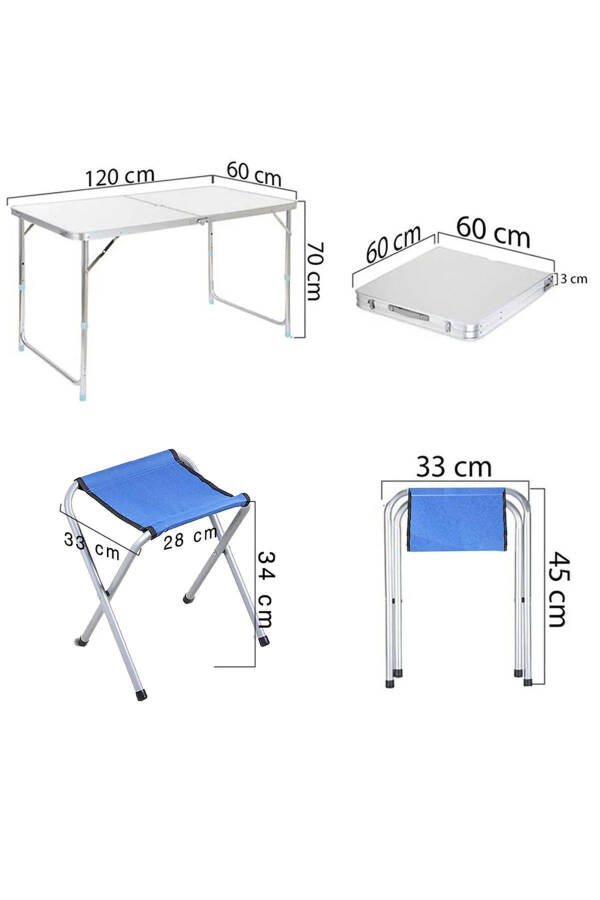 Funky Chaırs Folding Picnic Table Set with Stools - Grey - 13