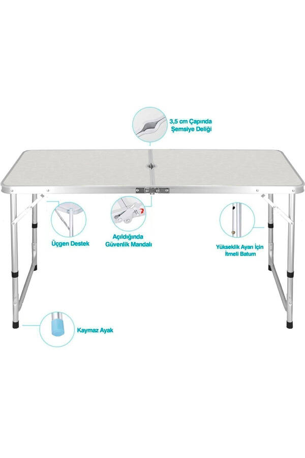 Funky Chaırs Folding Picnic Table Set with Stools - Grey - 15