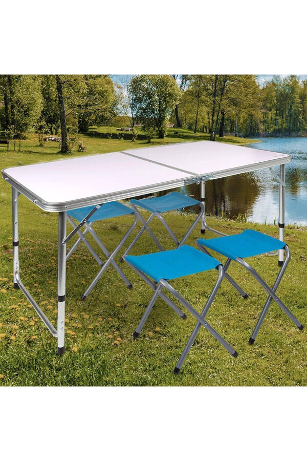 Funky Chaırs Folding Picnic Table Set with Stools - Grey - 16