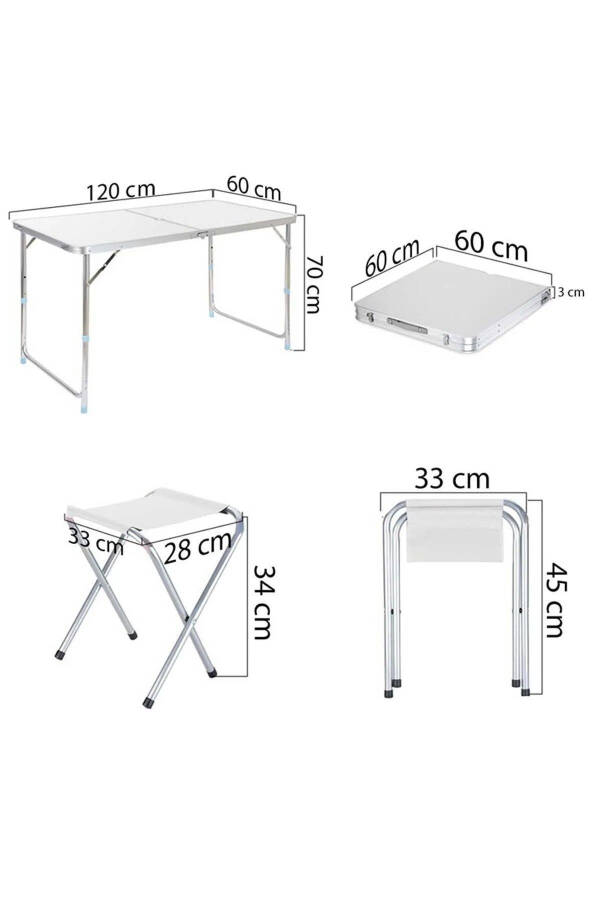 Funky Chaırs Folding Picnic Table Set with Stools - Grey - 5