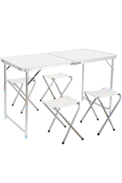 Funky Chaırs Folding Picnic Table Set with Stools - Grey - 17