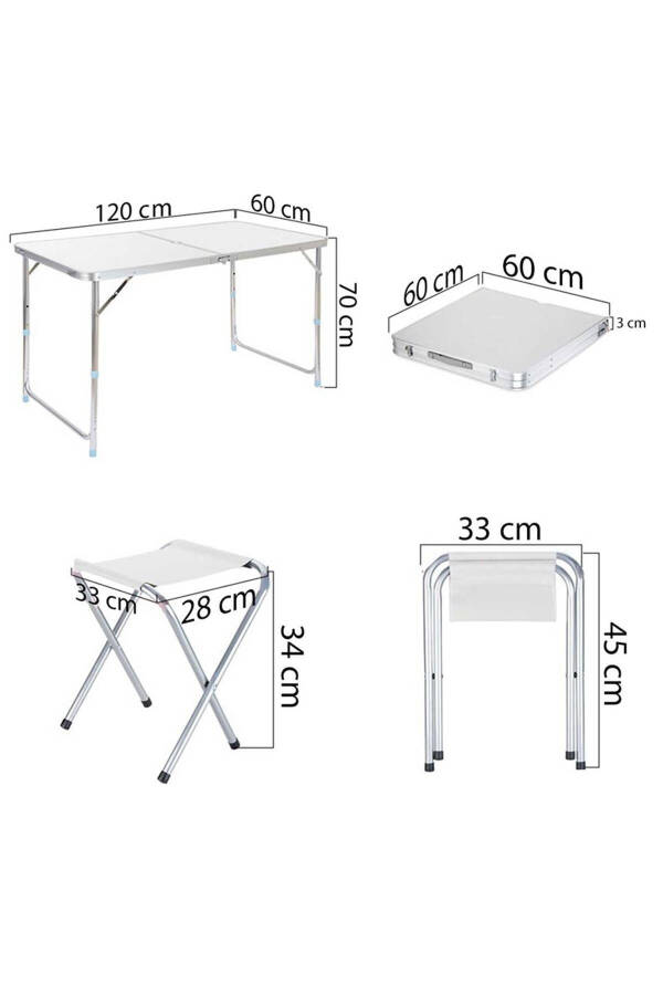 Funky Chaırs Folding Picnic Table Set with Stools - Grey - 20