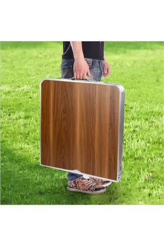 Funky Chaırs Tabureli Katlanabilir Piknik Masası Seti -Ahşap Desen - Ahşap Desen - 8
