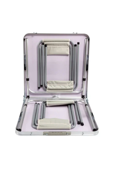 Funky Chaırs Tabureli Katlanabilir Piknik Stoli To'plami - kulrang - 4