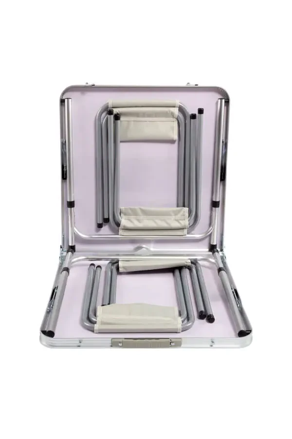 Funky Chaırs Tabureli Katlanabilir Piknik Stoli To'plami - kulrang - 4